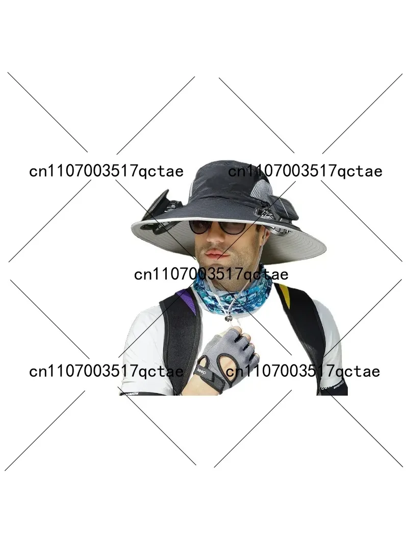 Outdoor Fishing Hiking Safari Travel Sun Hat UPF50+ Wide Brim with Dual Fan