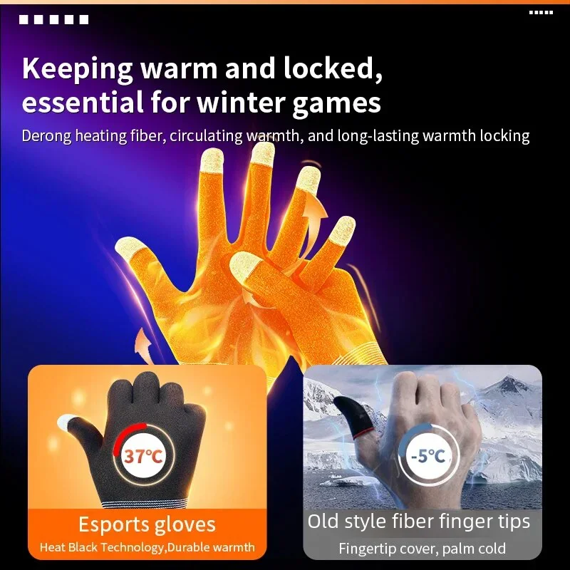 Nieuwe E-sport Game Finger Cover Mobiele telefoon Tablet Touchscreen Handschoenen Koudbestendig Warm Antistatisch Vijf vingers Handschoenen met twee vingers