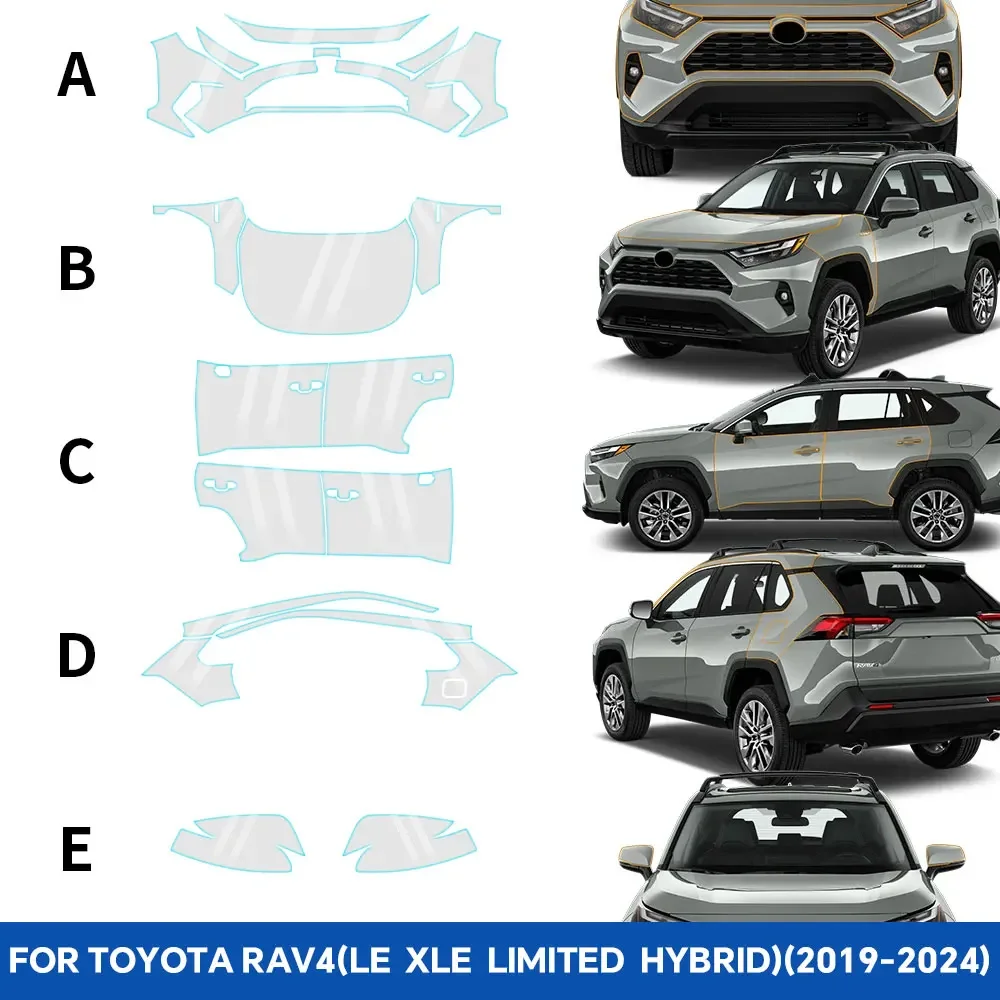 PFCC Car Precut Paint Protection Clear Film PPF TPU for Toyota RAV4 Hybrid XA50 2019-2024 Accessories Kit Sticker Transparent