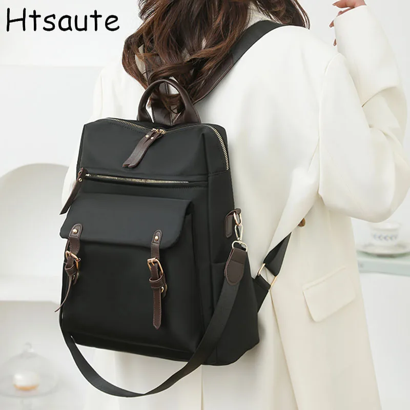 Waterproof Nylon Backpacks for Women Lightweight School Backpack Multi-Pocket Travel Daypack Elegant Leisure Backpack Top-handle