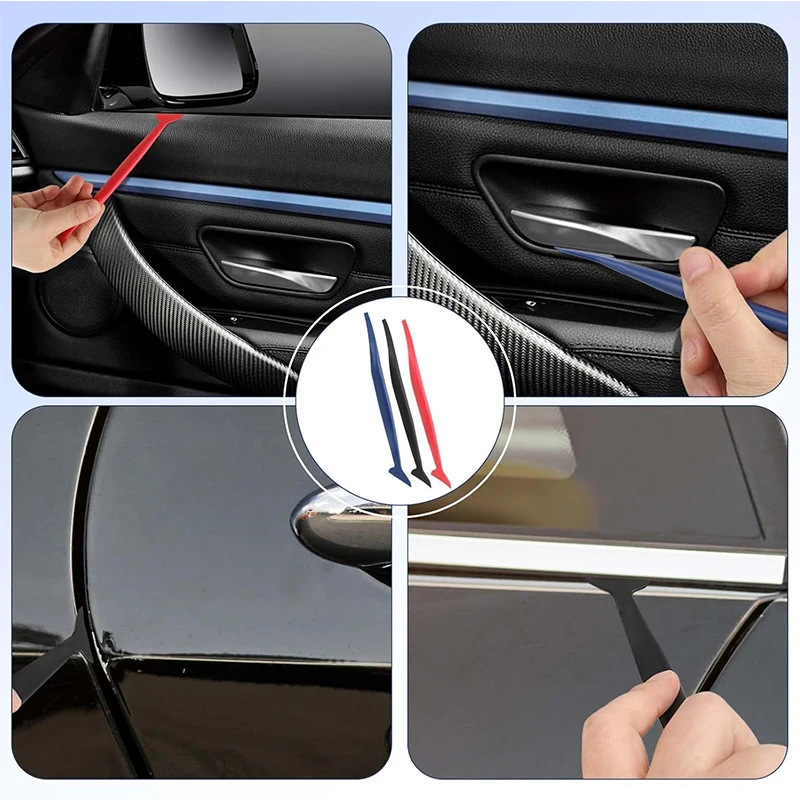 6/3Pcs Car Micro Squeegee Curves Slot Tint Tool Set 3 in 1 Different Hardness Gasket Squeegee for Installing Auto Wraps Stickers