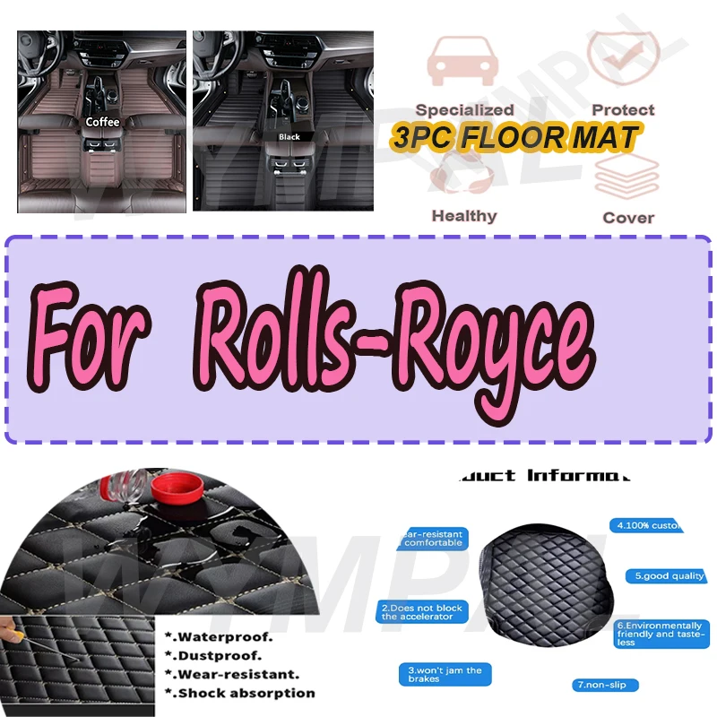 LUXURY Custom Automotive Car Floor Mats For Rolls-Royce Ghost Cullinan Dawn Silver Spur  Phantom Wraith