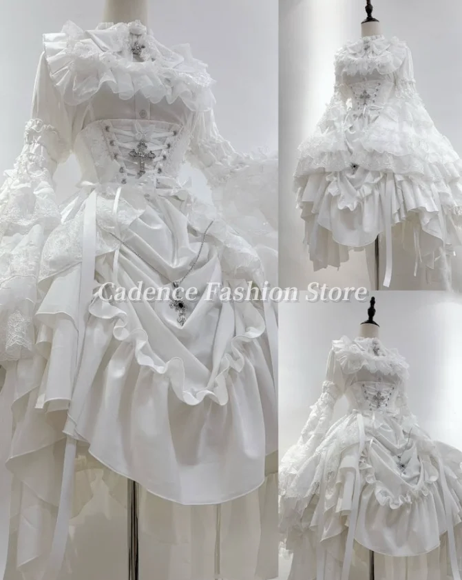 Abiti da ballo a maniche lunghe con maniche lunghe per ragazze gotiche vintage personalizzate Lolita Abiti da sera rococò con corsetto Abiti da festa