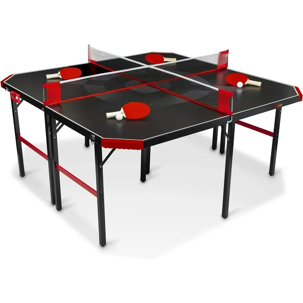 

Table Tennis Table Sports Hyper Pong 4-Way Table Tennis - Four Square Ping Pong Mashup Fun for The Whole Family , Black