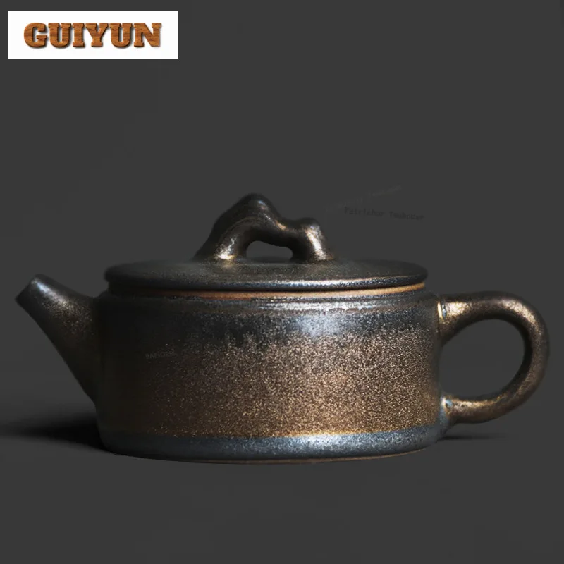 

Чайник из грубой керамики 200 мл, с глазурью фамбе, широким горлышком, элегантный, с отверстием для заваривания, для приготовления чая, с шариковым фильтром, предметы для чаепития, ручная работа