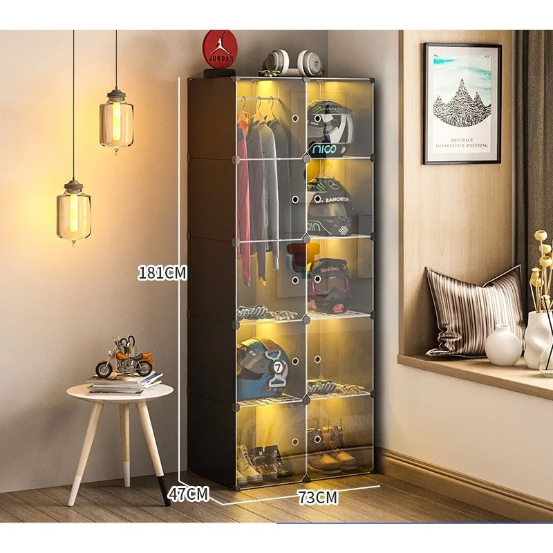 Large portable wardrobe home multi-layer wardrobe helmet storage rack motorcycle hat dustproof rental room single storage rack