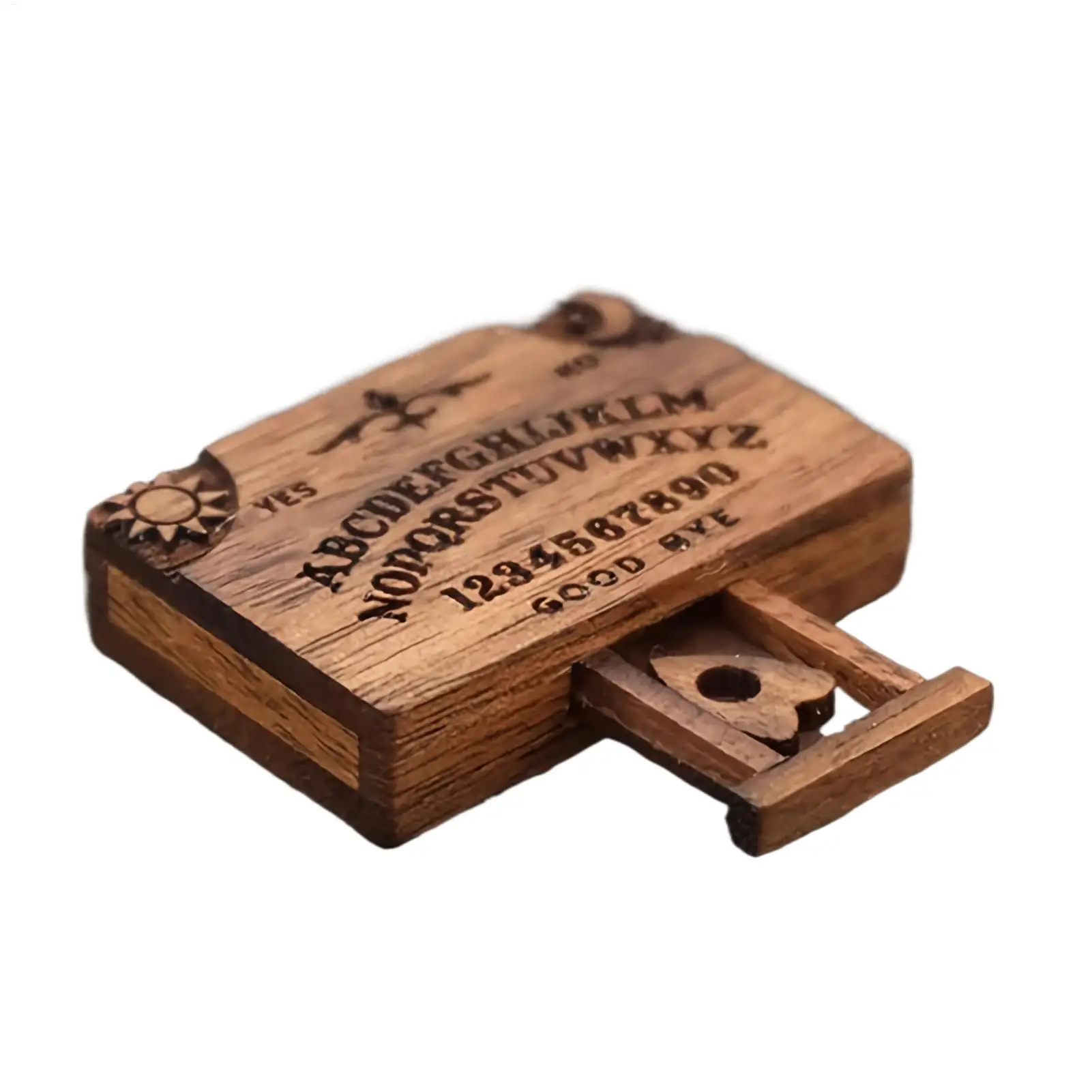 Retro Mini Ouija Board Retro Miniature Spirit Board With Drawer Wooden Miniatures Emotional Love Drawer Home Decoration Gift - view 3