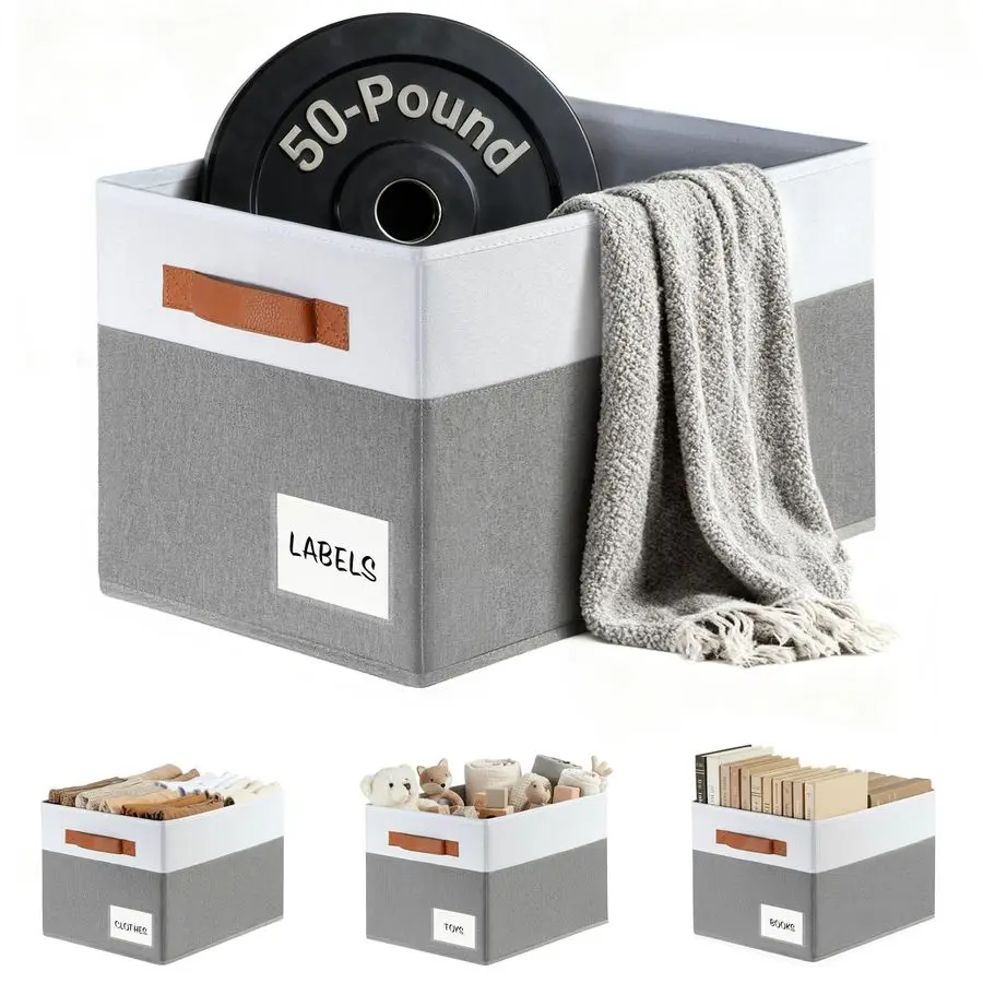 

Large Closet Storage Baskets for organizing 4 Pack, NonDustAbsorbing Closet Shelf Organizer Bins with Handles amp Labels Decora