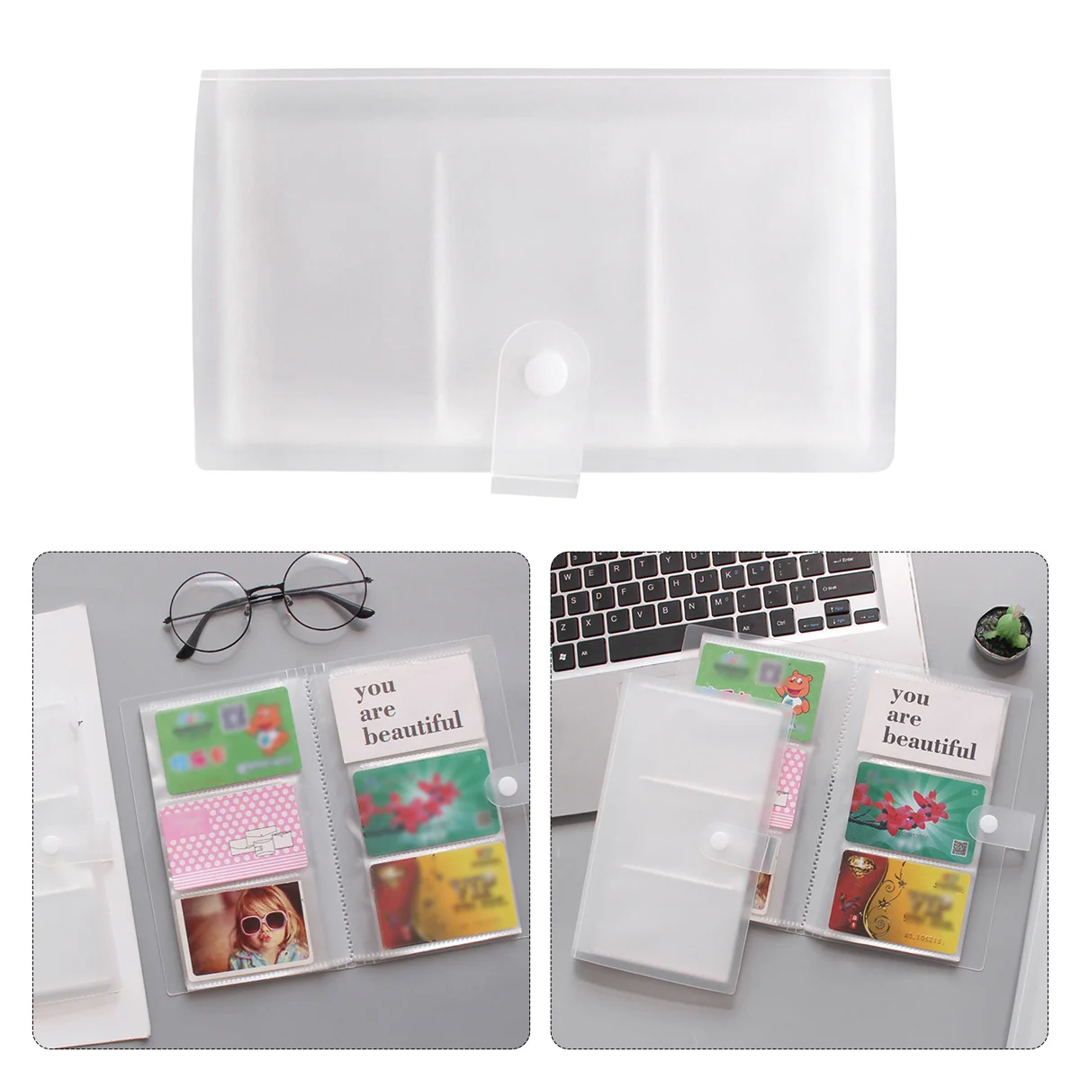 120 Slots Business Cards Book Name Cards Holder Plastic Organizer For Office Supplies Portable Card Storage Case