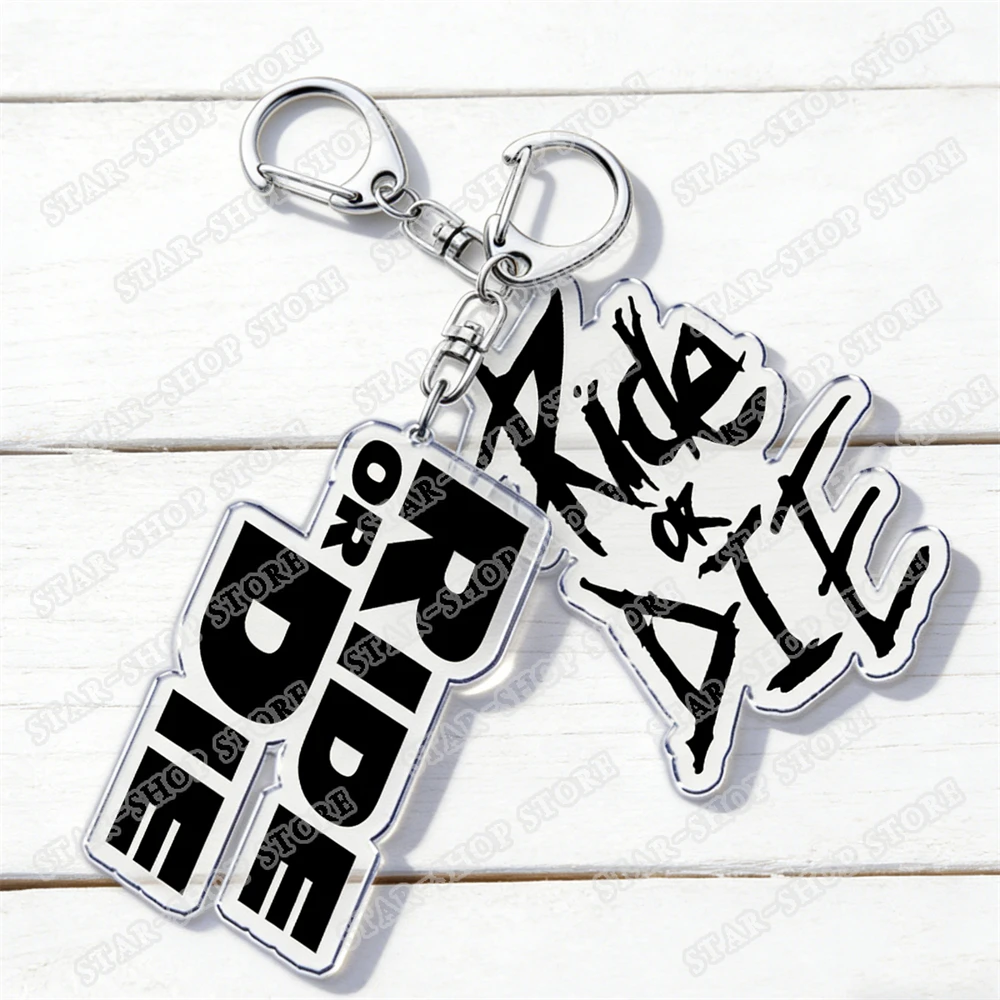 Creative Ride or Die Letters Keychains Keyring for Accessories Bag  Bicycle Decorative Key Chain Jewelry Fans Friends Gifts
