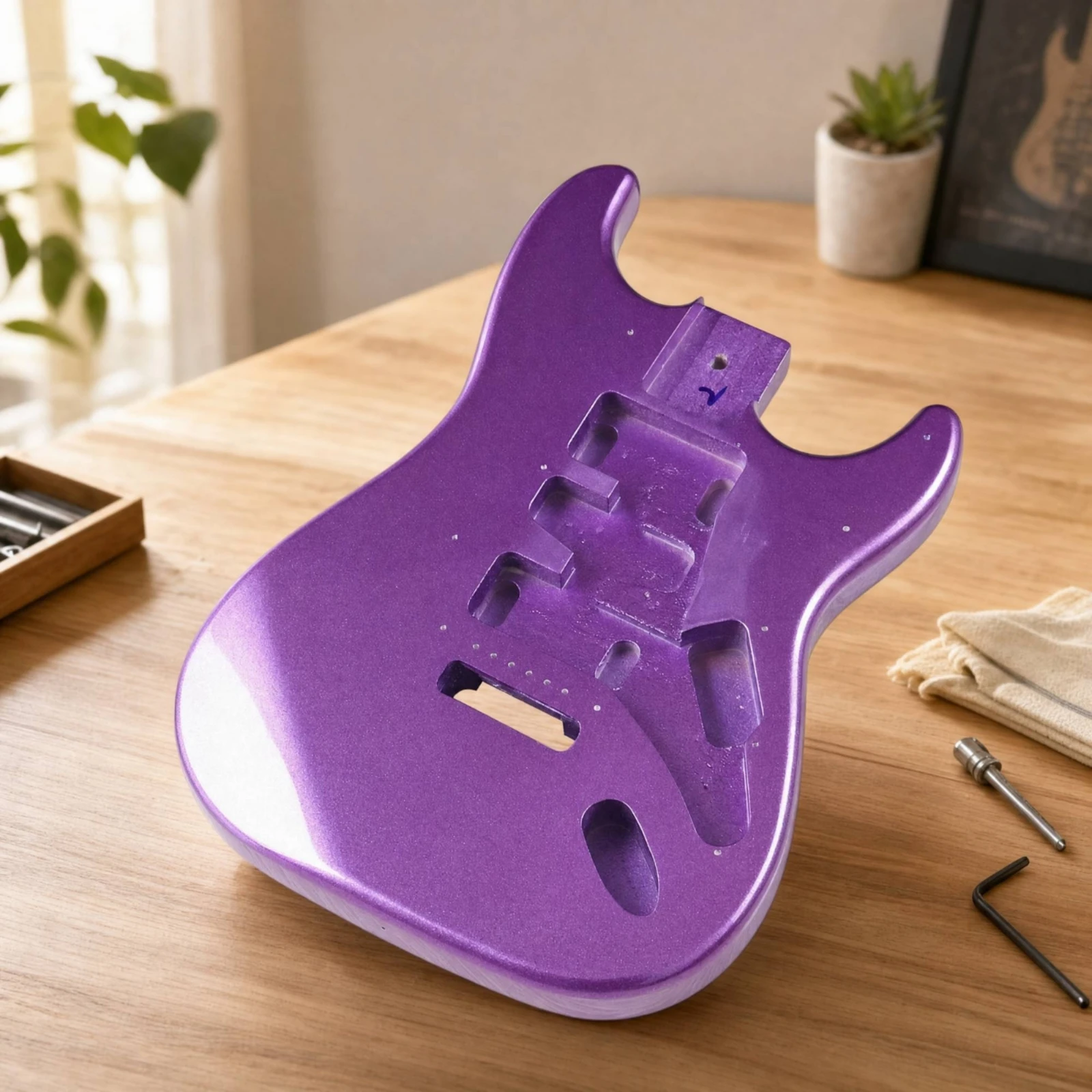 Guitar Body with Single-Tremolo Routing Double-Cutaway Electric Guitar Body Pre-Drilled Metal-Finish Contoured Glossy