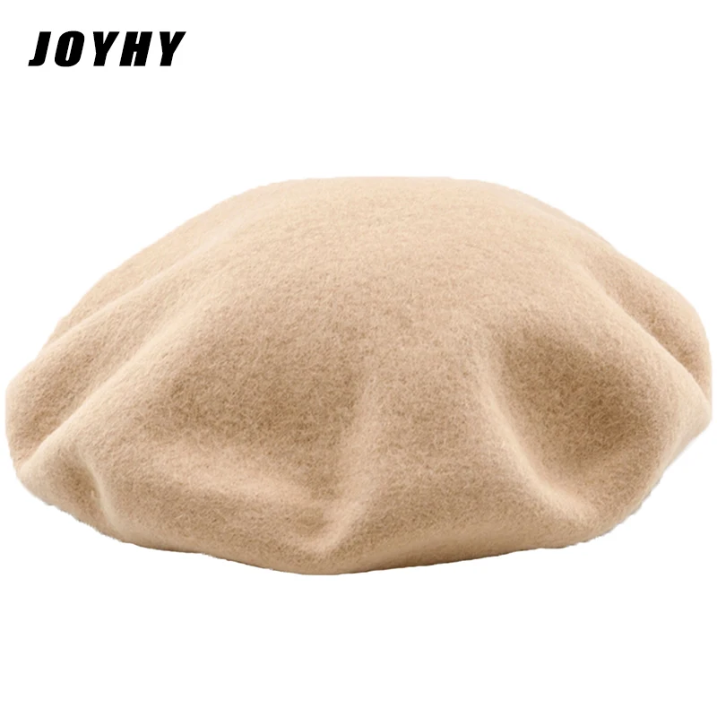 JOYHY Womens 100% Wool Japanese Style Artist Beret Hat 2022 Teens Girls Solid Color Winter Warm Boina Feminina Baret Flat Hat