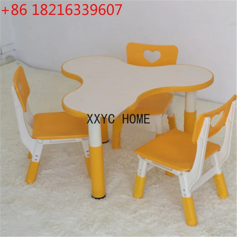 TAO Clover Table Adjustable Three-Seat Kindergarten Children Baby Learning School Desk and Chair