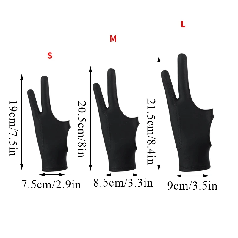 1/2pcs Two-Fingers Anti-touch Painting Glove For Drawing Tablet Right and Left Glove Anti-Fouling For iPad Screen Board