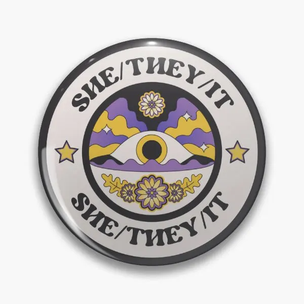 She They It Pronouns Non Binary Trans Lg  Soft Button Pin Funny Jewelry Collar Cartoon Hat Metal Lover Fashion Badge Lapel Pin