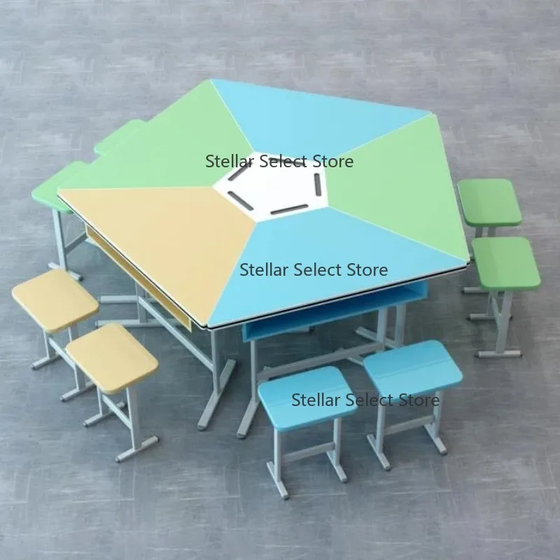 Hexagonal splicing table combination table trapezoidal  maker classroom class hexagonal table group