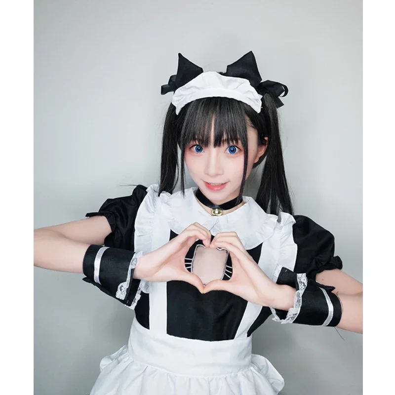 S-4xl black white cat maid outfit Sexy Lolita Anime cute soft girl maid uniform appetite set stage waiter costumes