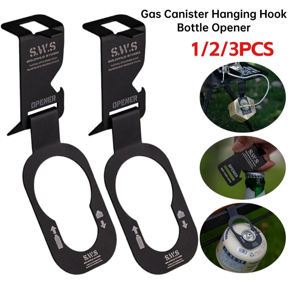 1/2/3Pcs Hanging Gas Canister Rack For Camping Tables Hook Stainless Steel Picnic Butane Stove Tank Hanger Hook Bottle Opener