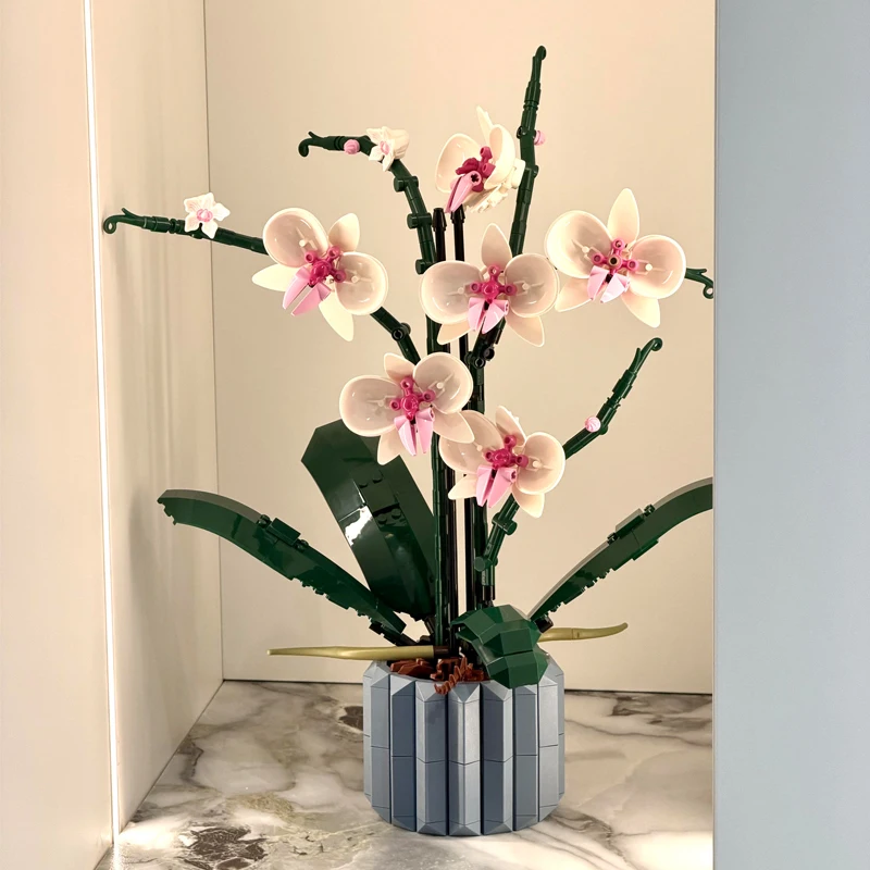 

Строительные блоки в виде орхидеи для украшения дома, совместимые с элементами Lego, игрушка для сборки букета для девочек, рождественский подарок 10311