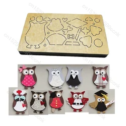 Wooden owl cutting dies for scrapbooking, new, multiple sizes, v1755