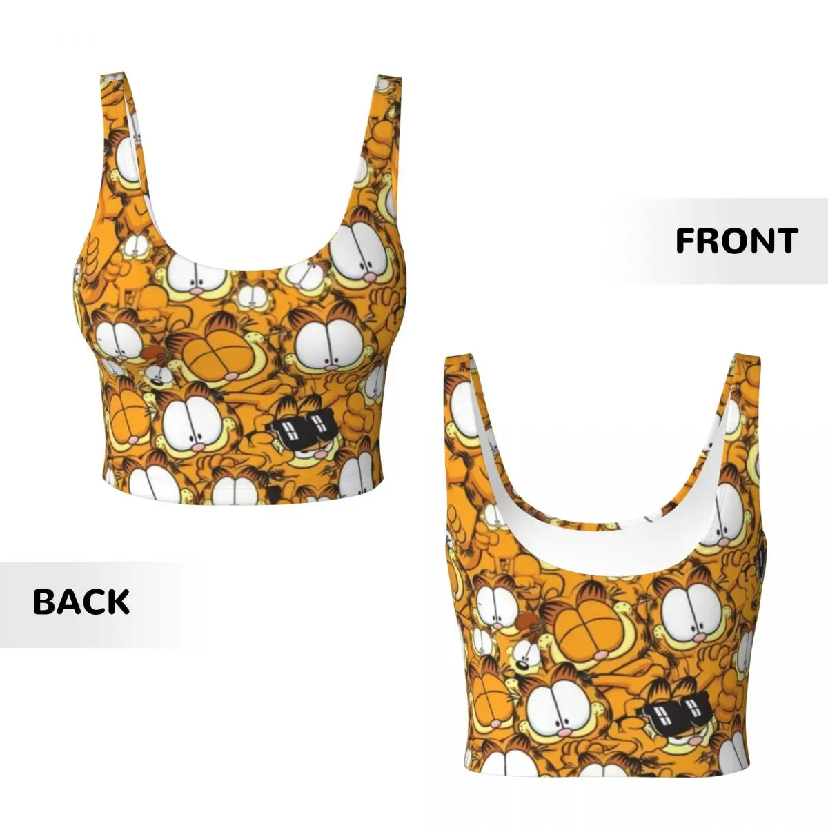 Custom High Impact Manga Garfields Cartoon Anime Cat Pattern Sports Bra for Women Gym Workout Yoga Crop Top