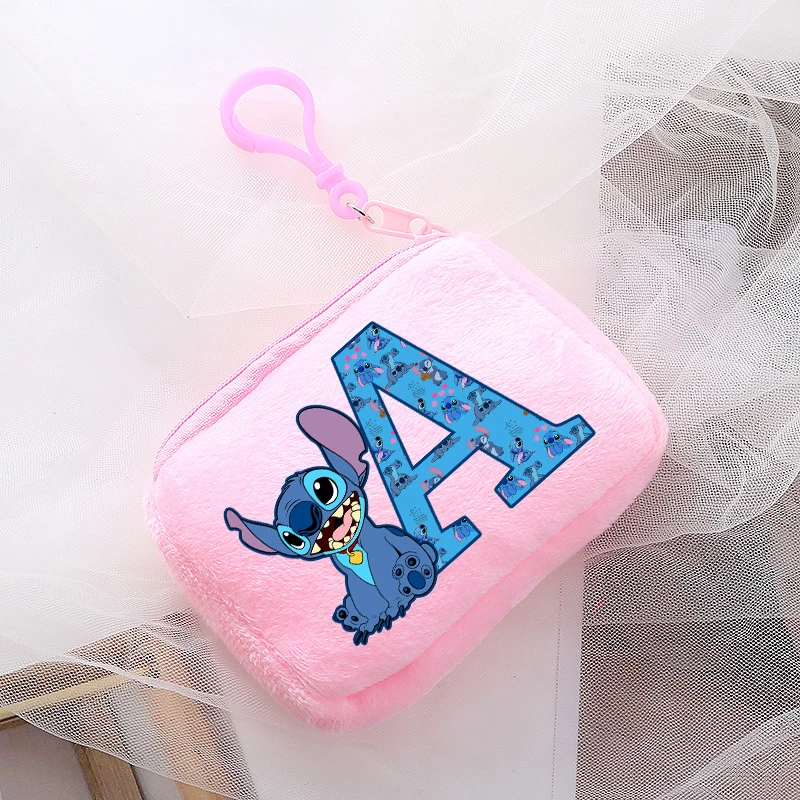 New Stitch Plush Coin Purses Kawaii Cartoon Letter Printed Storage Bags Boys Girls Square Mini Handbag Children Birthday Gifts