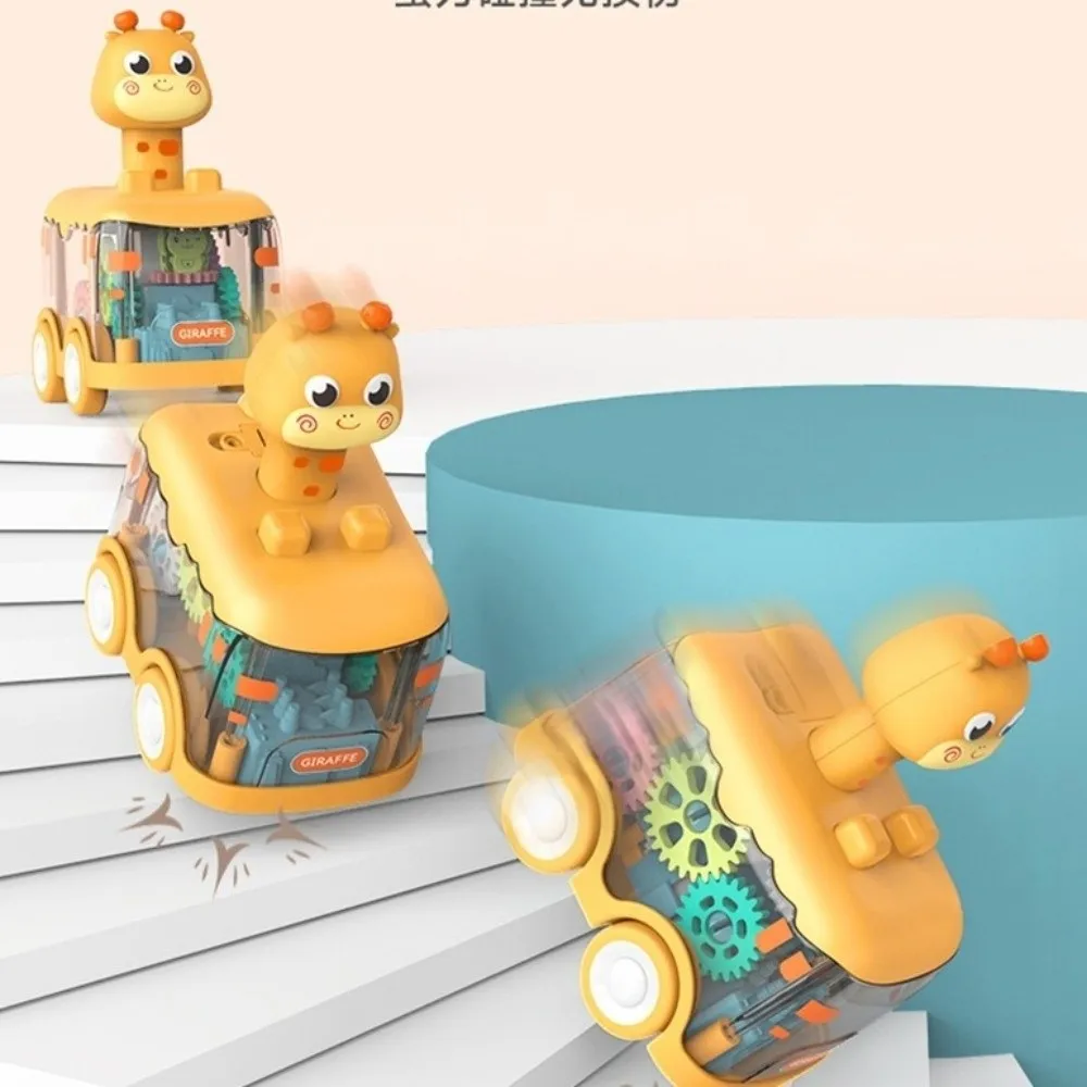 سيارة حيوانات مضيئة متينة، معدات مرئية، ترس دفع، سيارة سحب للخلف، سيارة بالقصور الذاتي للأطفال الصغار من عمر 1-3 سنوات