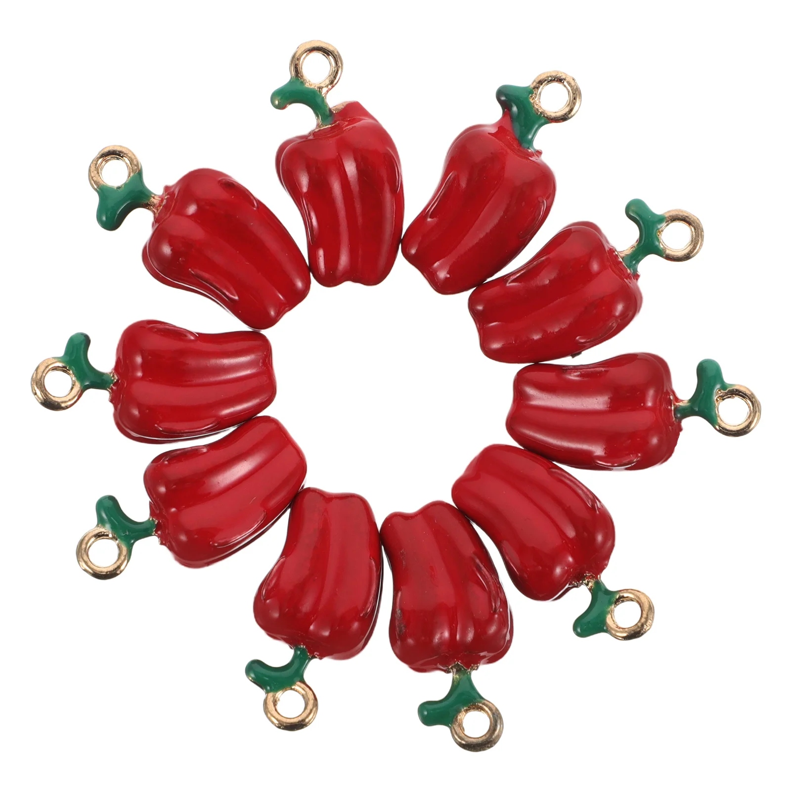 

10 Pcs Chili Pepper naments Copper Alloy Pendant Earrings DIY Jewelry Red Enamel Charms Vegetable Necklace Accessories