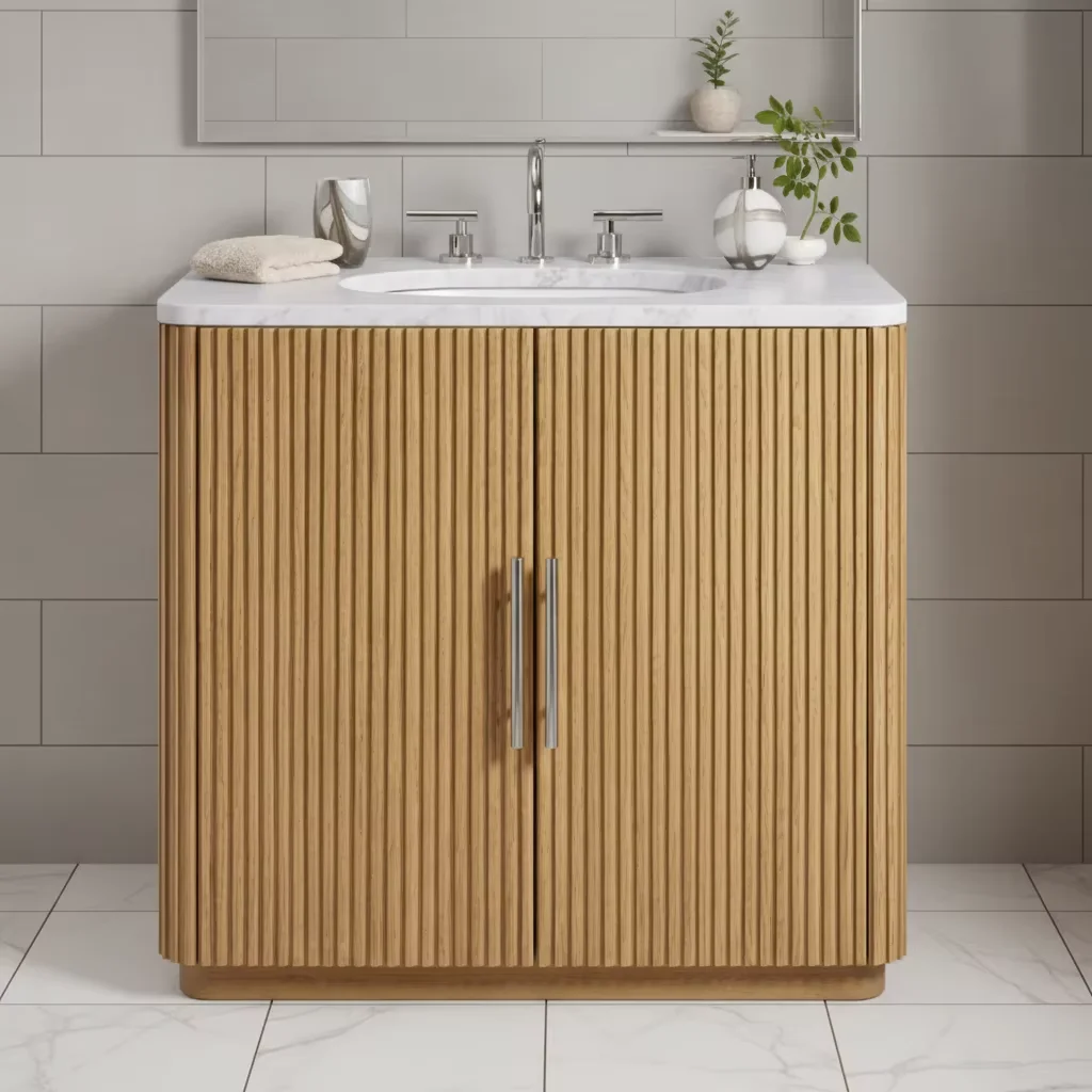 

#American Style Simple Design Single Vanity Furniture Set Solid Wood Bathroom