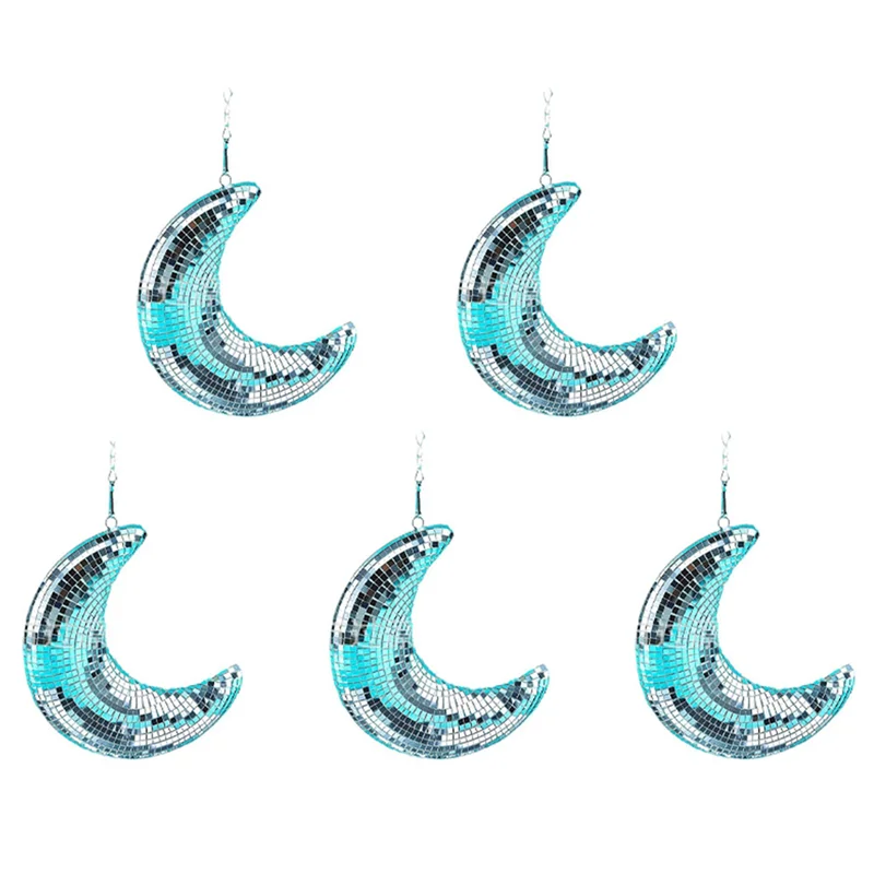 

5X Disco Ball Moon Shaped Disco Balls Decor For Party,Room,Home,Hanging Disco Decor Retro-Reflective Disco Ball Lights-ABQU
