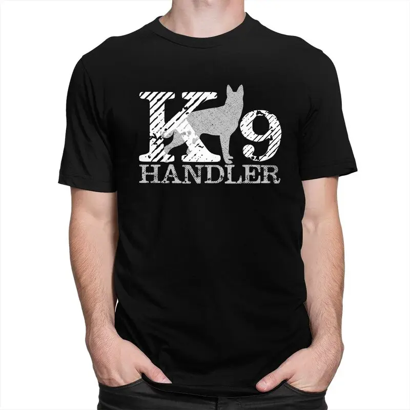 Custom K9 Handler Dog T Shirt Men Short-Sleeve Belgian Malinois T-shirt Summer Tee 100% Cotton Oversized Tshirt Merchandise