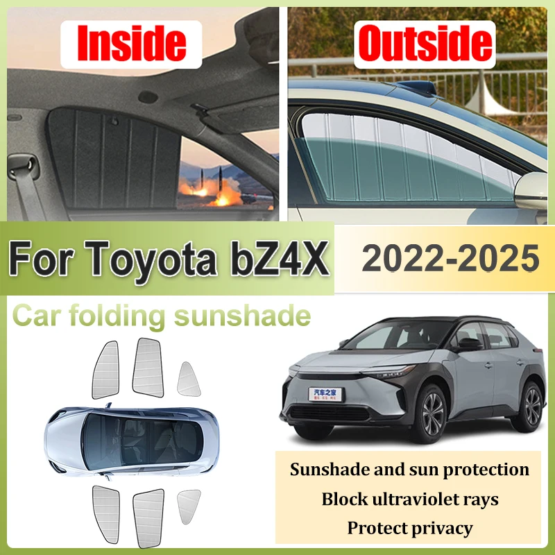 

Car Foldable Sunshades Coverage For Toyota bZ4X Accessories 2022 2023 2024 2025 Windows Sun Visors Sunscreen Privacy Auto Shade