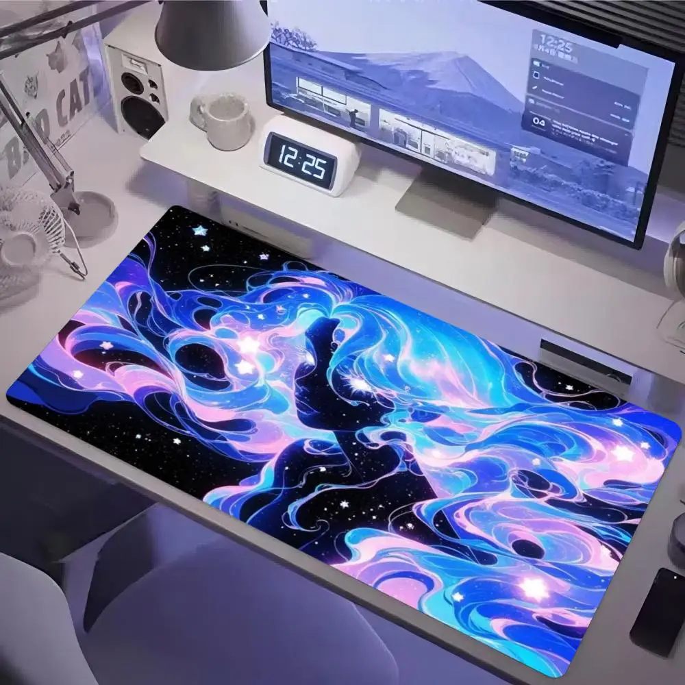 Starry Sky Girl Large Mousepad XXL Deskmat Pc Gaming Keyboard Table Mats Non-Slip Rubber Mouse Mat Gamer Computer Accessories