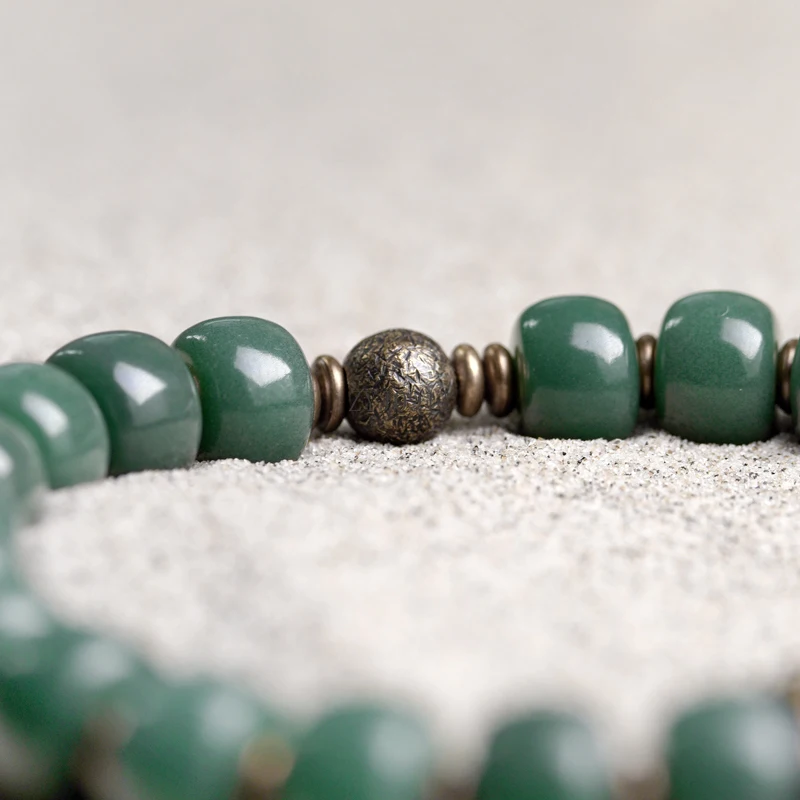 Ethnic wind green Bodhi root bracelet women's retro literary beads bracelet cultural play jewelry