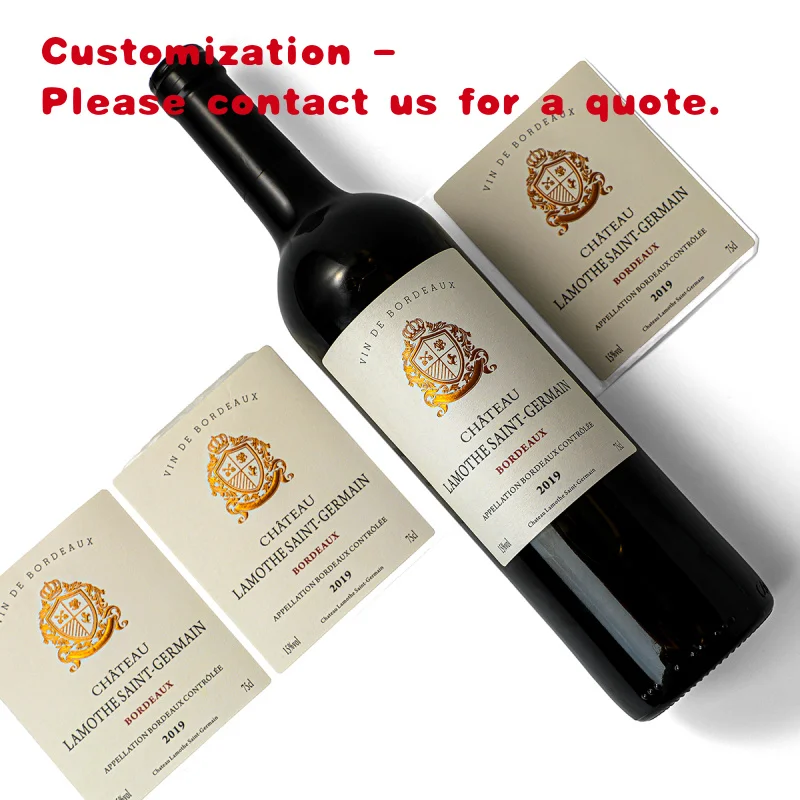 custom.Guangzhou Factory Custom Bottle Label Self Adhesive Sticker Red Wine Label Bottle