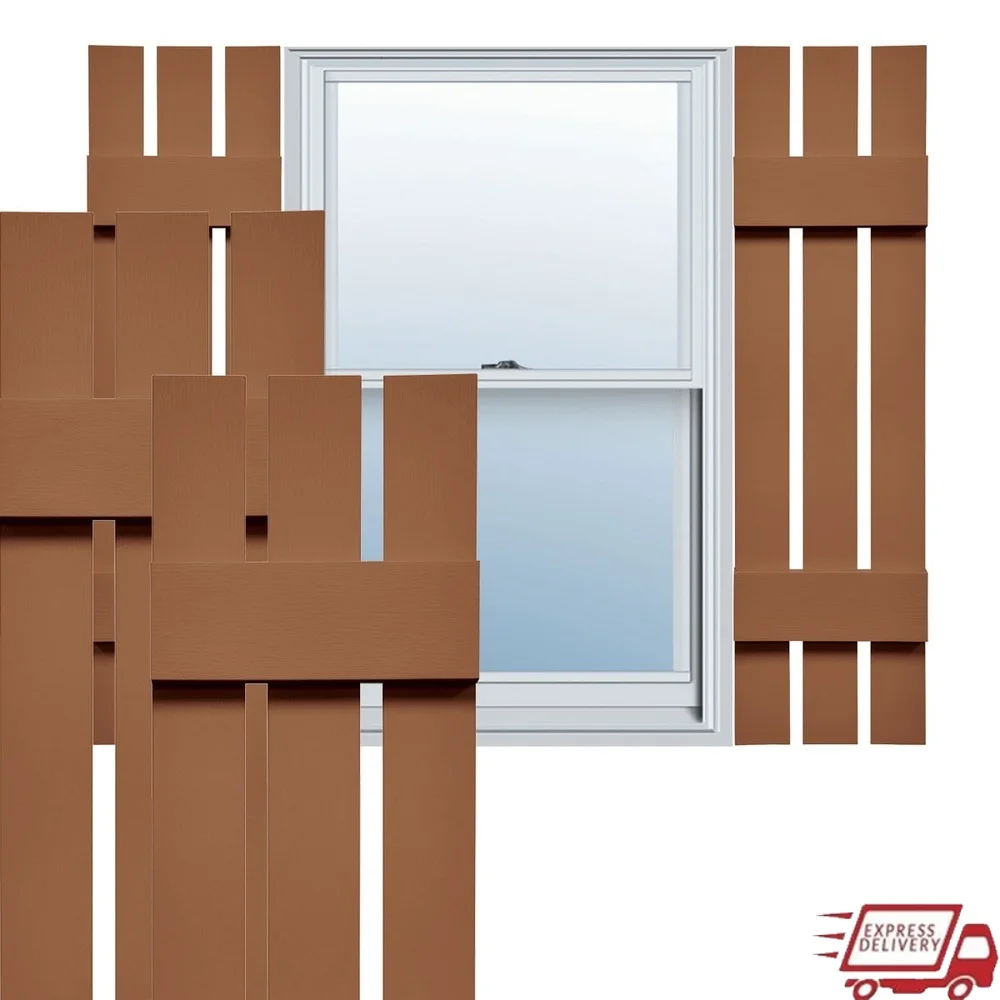 

Vinyl Board and Batten Shutters Rustic Appearance Durable Weatherproof Easy Installation with Hardware Ideal Traditional Homes