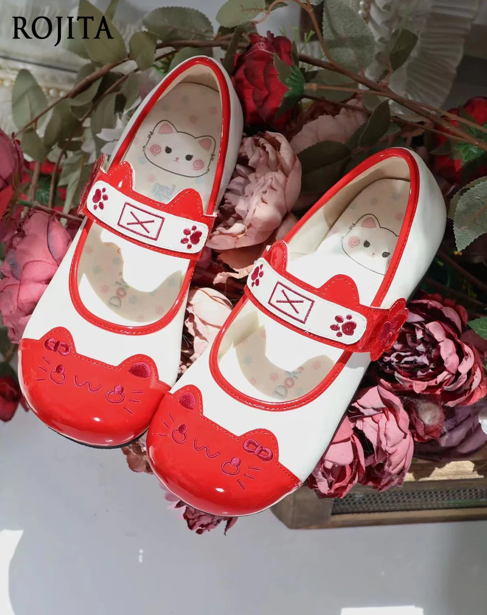 

Original Lolita Mary Jane Small Leather Shoes Women's Japanese Sweet Round Head Low Heel Lolita Shoes Cartoon Embroidery