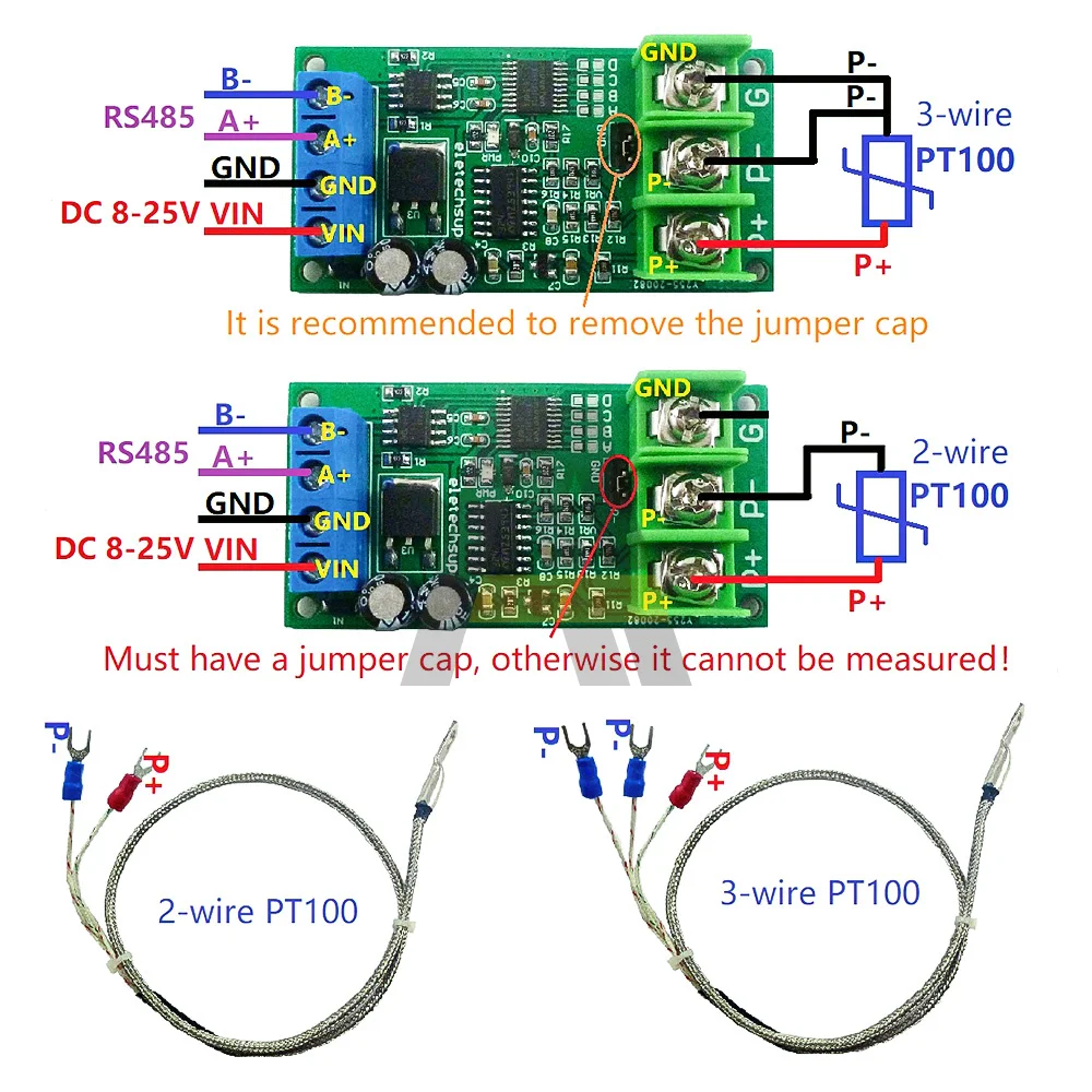 PT100 Temperature Sensor RTD Converter DC 12V RS485 Modbus Rtu Sensor Module -20-220℃/-20-400℃ 8-25V with case