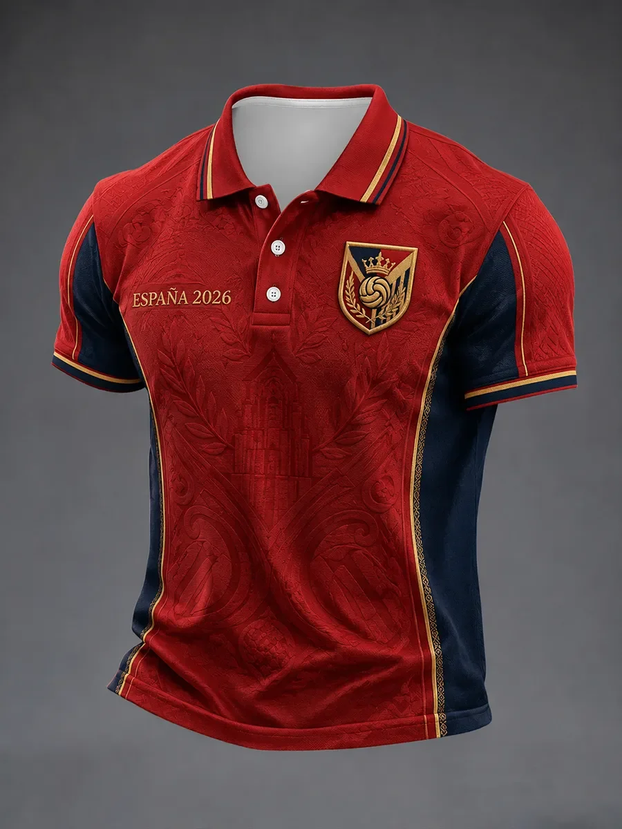 2026 Edition Spanish Soccer Polo Shirt with 3D Print - Comfortable and Breathable - Suitable for Both Men and Women