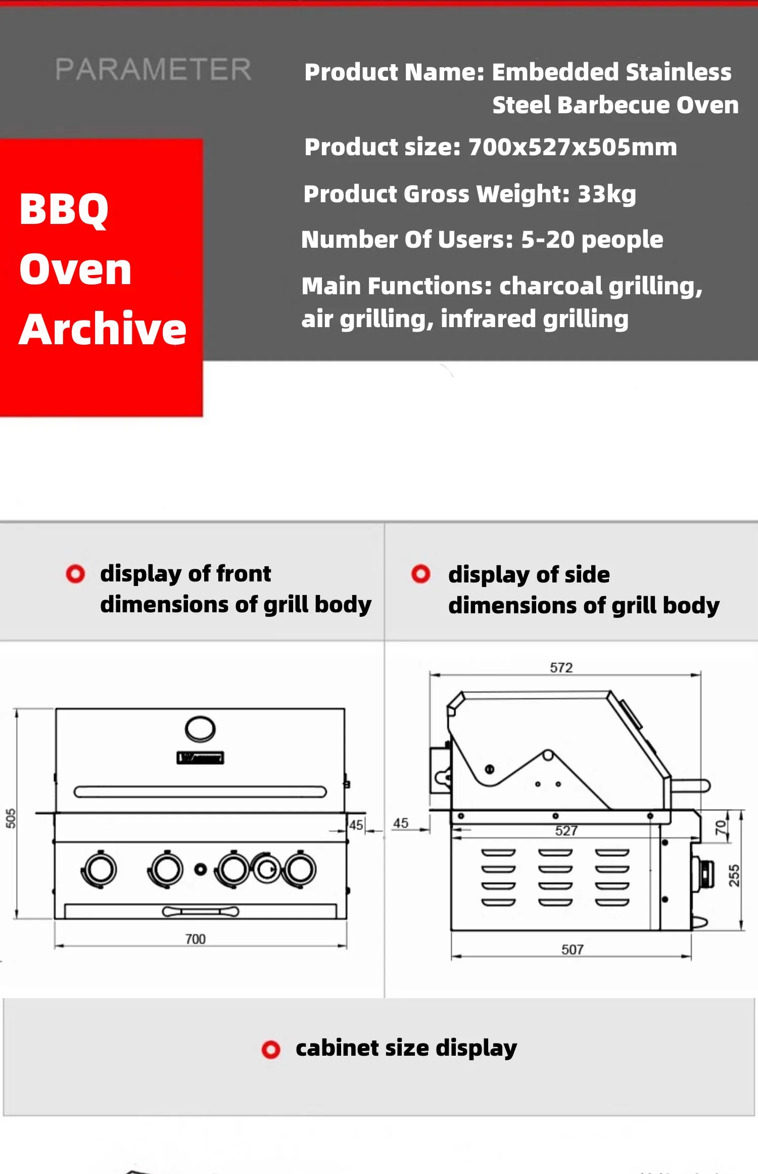 Good Quality Embedded Gas Barbecue Stove, Outdoor Stainless Steel Villa Courtyard Barbecue Rack