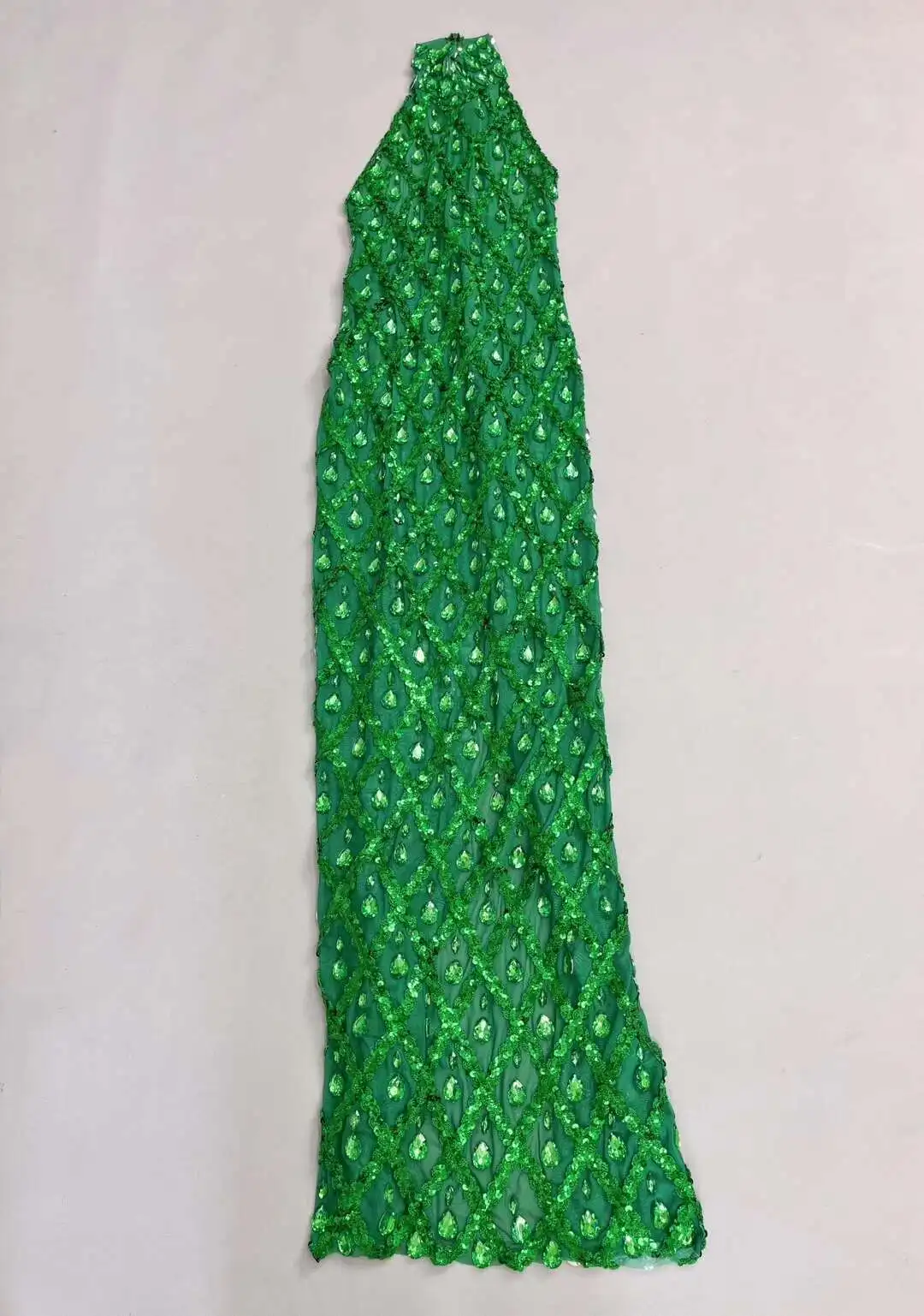 Birthday Green Dresses for Women Luxury Evening Sleeveless Glitter Sequined Celebrity Gowns Night Party Long Dress Shaokaijia