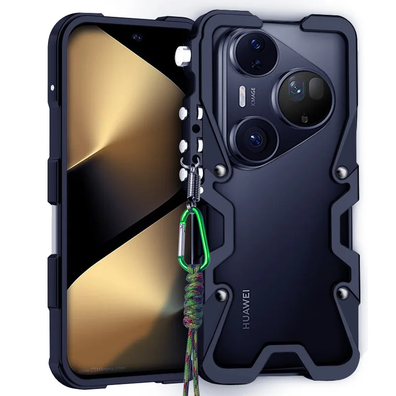 

Luxury Armor Metal Aluminum Phone Case For Huawei Pura80 Pura70 P70 P60 P50 Pro Cover Mechanical Purely Handmade Skull Bumper