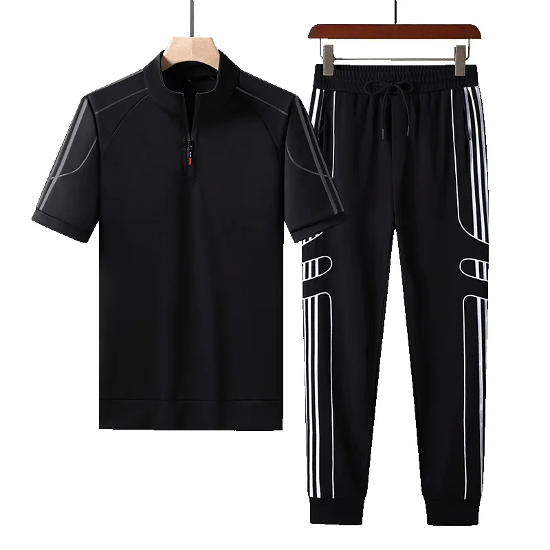 2024 Summer New Fashion Sports Running Plus-Size Men\'s Casual Relaxed Comfortable Breathable High-Quality Two-Piece Set M-8XL