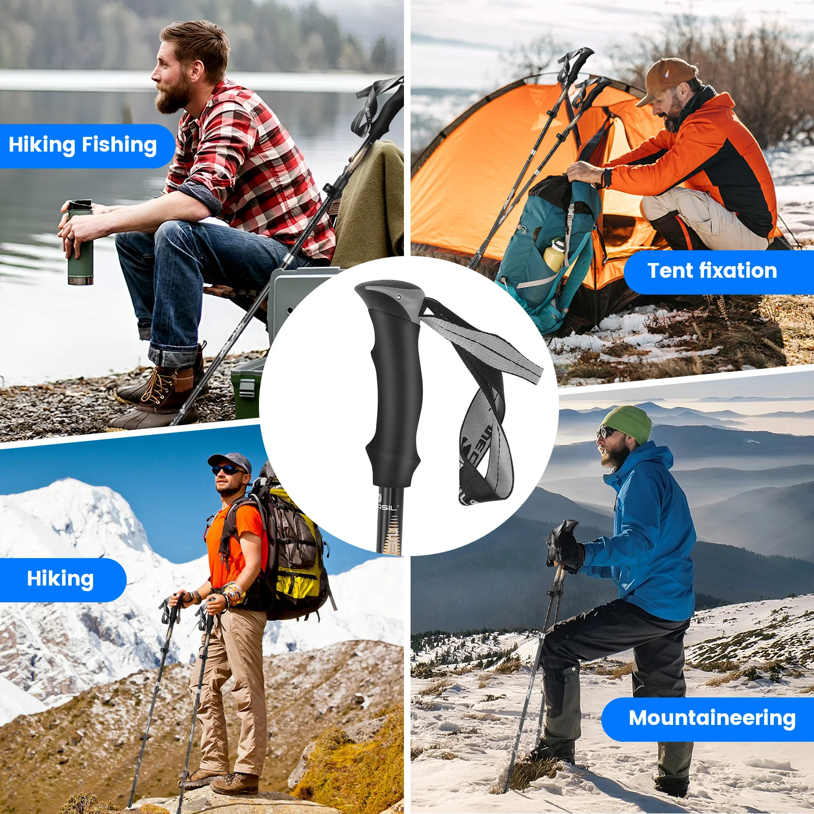 110-125 Cm Trekking Poles EVA Handles Foldable Adjustable Aluminum Alloy High Density Nordic Walking Poles 1 Pair