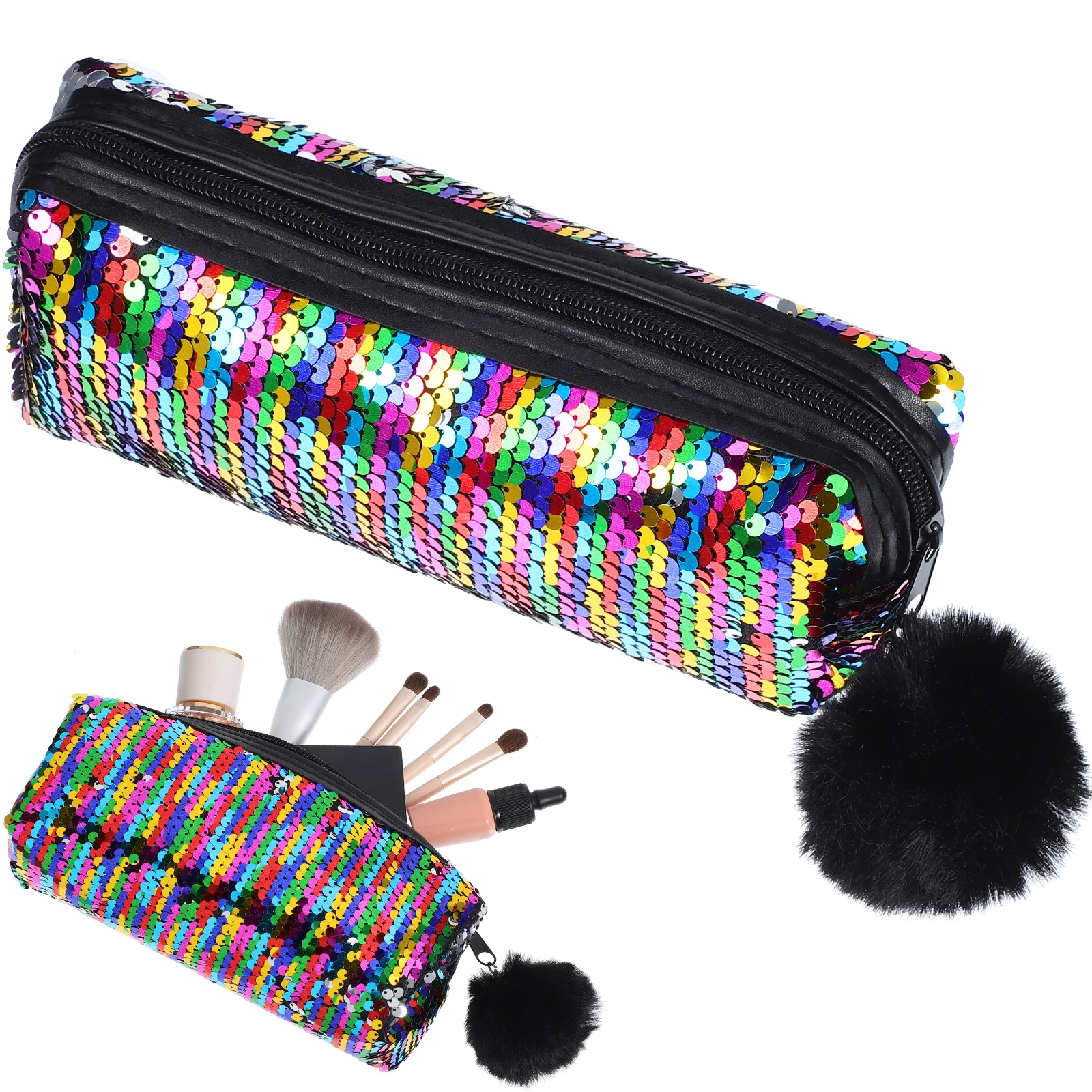 Mermaid Sequin Collection Wallet Purse Pencil Case Bag Acrylic Organizer Travel Glitter Makeup Cute