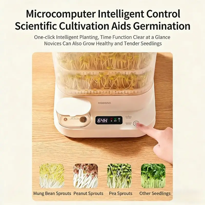 Home-use Mini Bean Sprout Germination Pot Automatic Intelligent Maker for DIY Mung Bean Sprout Cultivation view 4