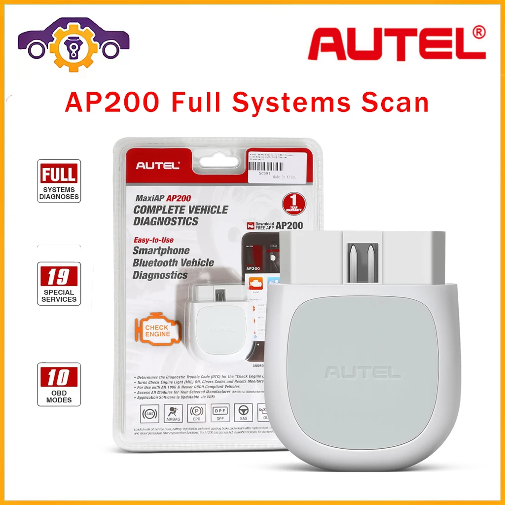 Autel AP200 OBD2 Scanner PK Golo Pro DBSCAR5 Easydiag Bluetooth  Code Reader With Full System Diagnosis Tool Support iOS Android