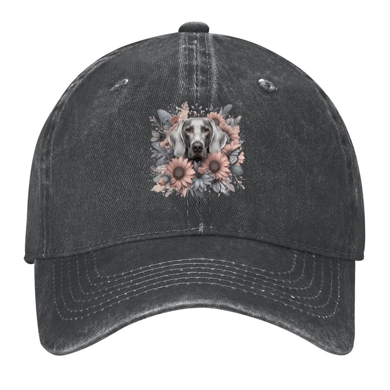 

Coquette Weimaraner Floral Art with Butterflies - Design Nr. 187 Baseball Cap Military Cap Man Rave Men's Luxury Women's