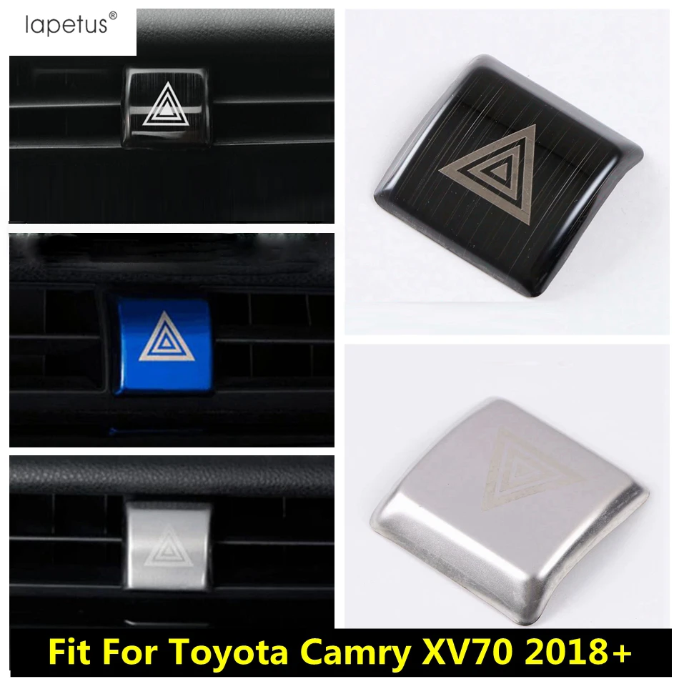 

For Toyota Camry 2018 - 2023 Warning Light Lamp Danger Alert Push Button Molding Cover Trim Blue / Silver Accessories Interior