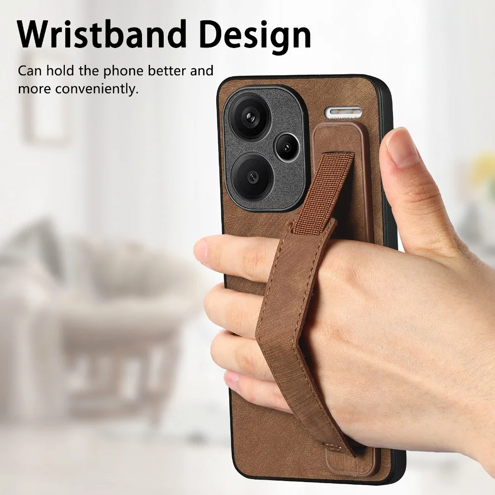 Wrist Strap Holder Stand Case For Xiaomi Redmi Note 13 12 11 10 Pro Plus 5G 13C 12C 11S 10S 10T 10C ShockProof Back Case Cover